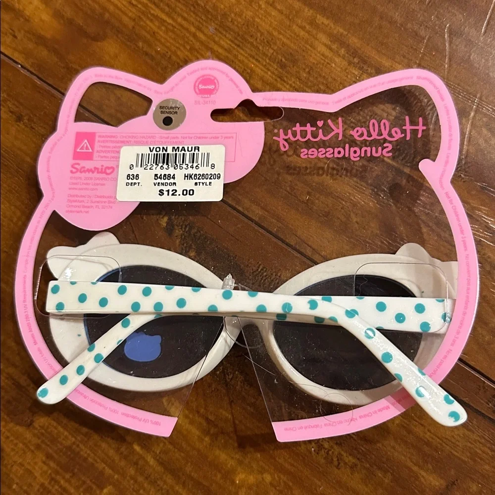 NWT Hello Kitty Kids Sunglasses Sanrio Blue Polka Dot w/ Bonus Accessories